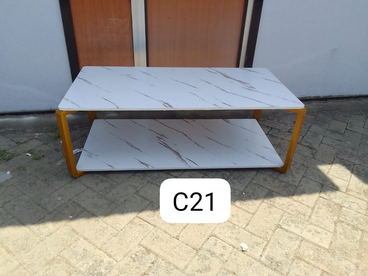 White executive MDF marble effect table