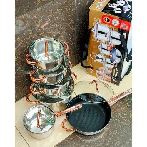 Stainless steel cookware with pan