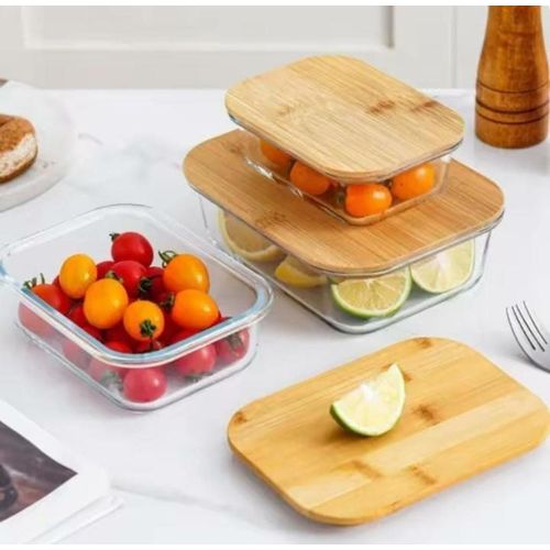 Glass Food Storage Containers – With Airtight Bamboo Lids
