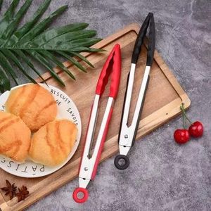 Silicone Stainless Steel Heat Resistant BBQ Kitchen Tongs For Salad, Cooking & Grilling