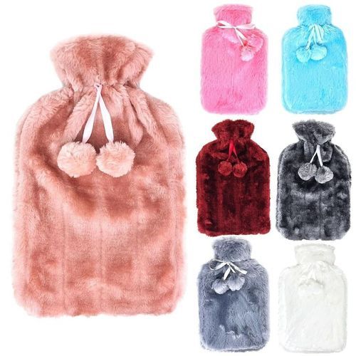2L Soft Faux Fur Hot Water Bottle with Bag