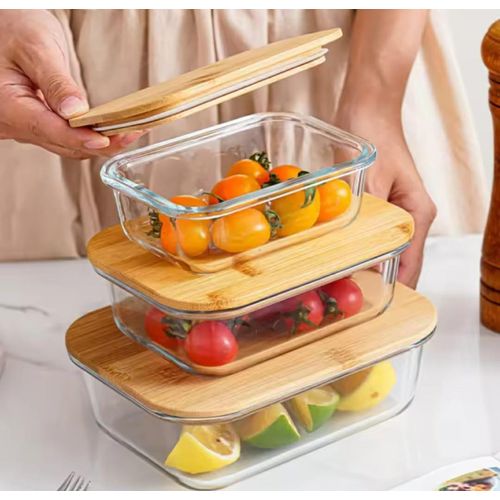 Glass Food Storage Containers – With Airtight Bamboo Lids