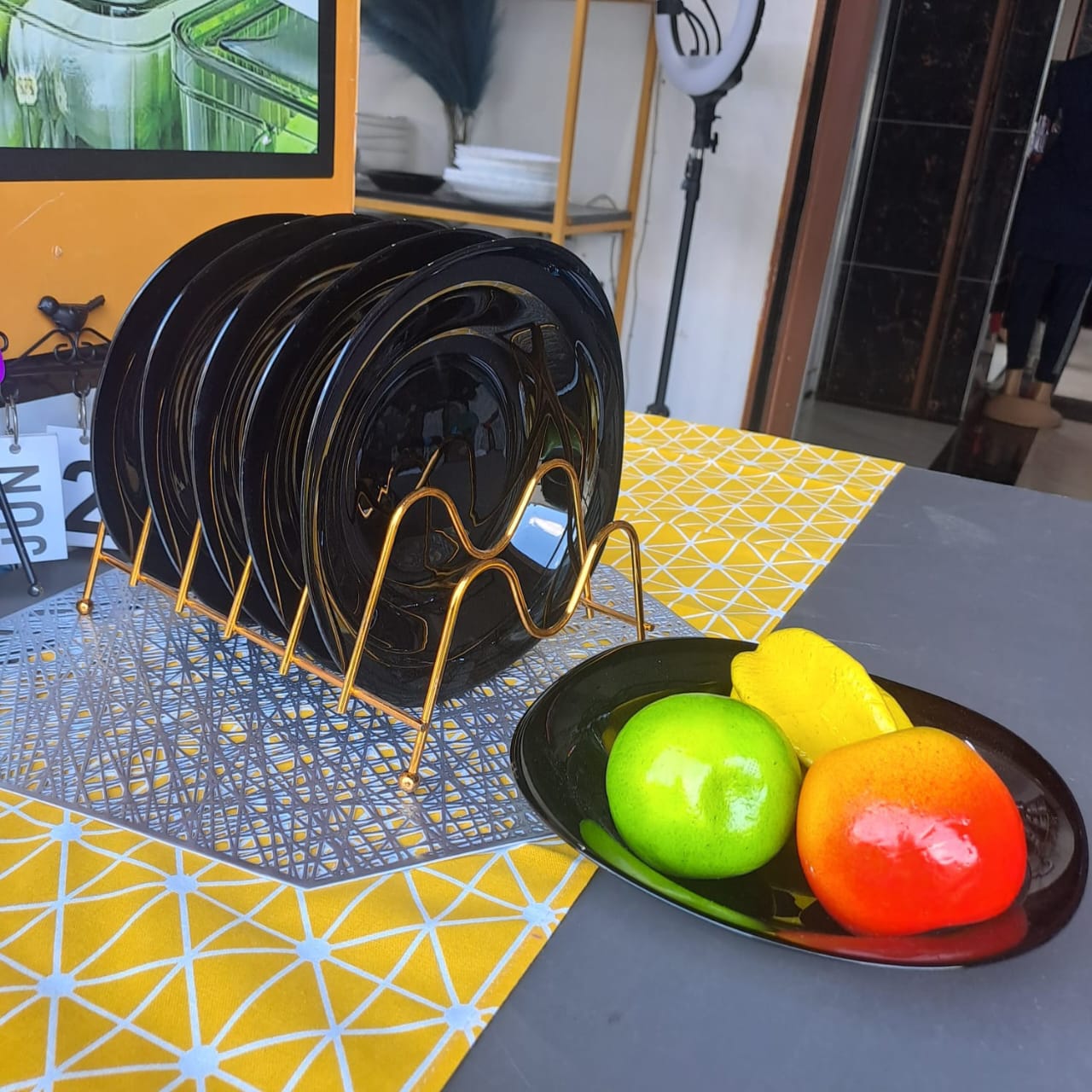 Square black plate - 6pcs set