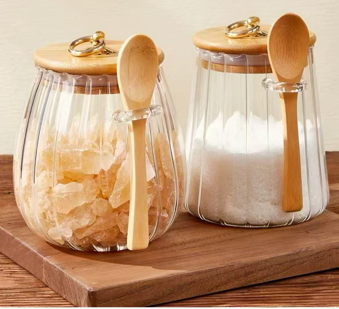 Glass jar with bamboo lid