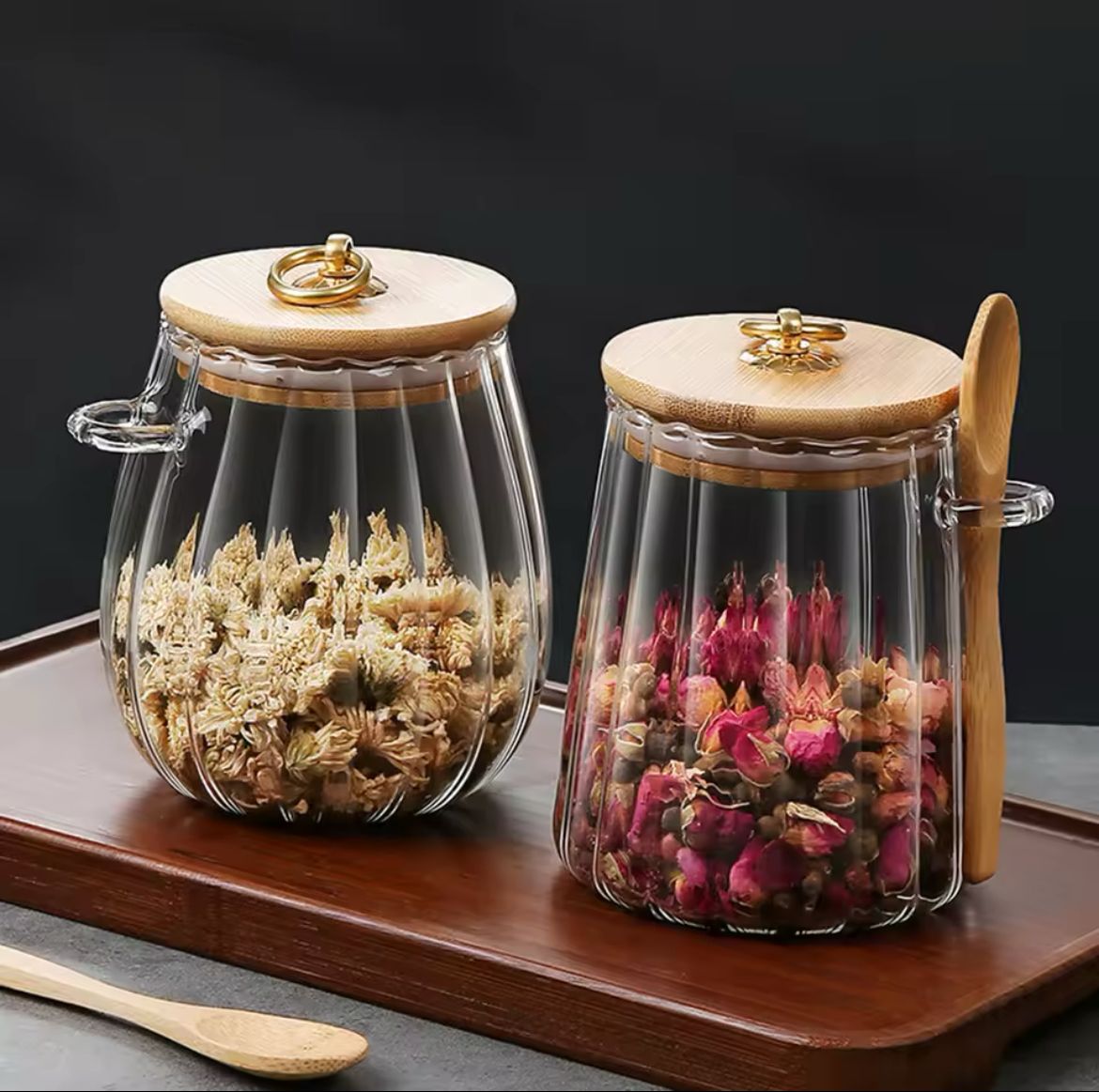 Glass jar with bamboo lid