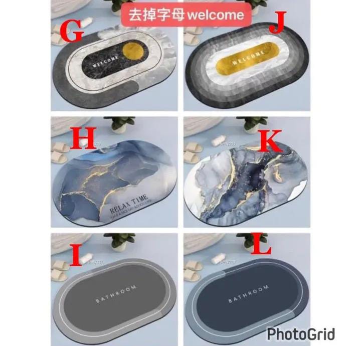 Absorbent Non Slip Rubber Bottom Bathroom mat