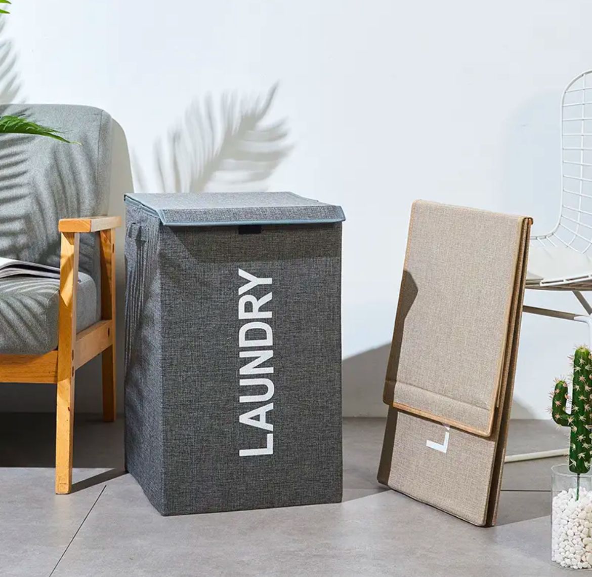 Canvas laundry basket