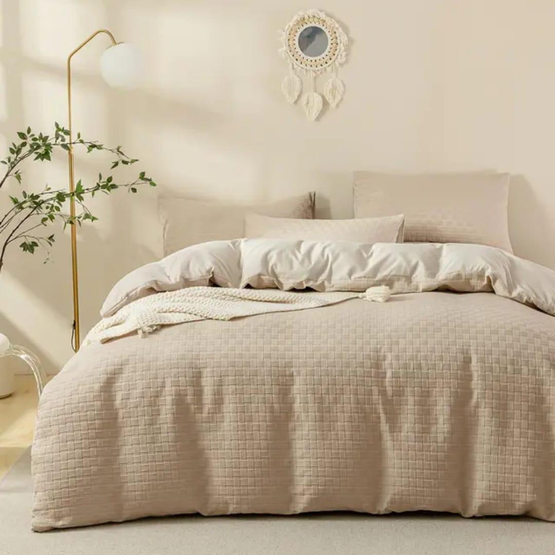 Waffle weaving poplin luxury soft Cotton Duvet cover set