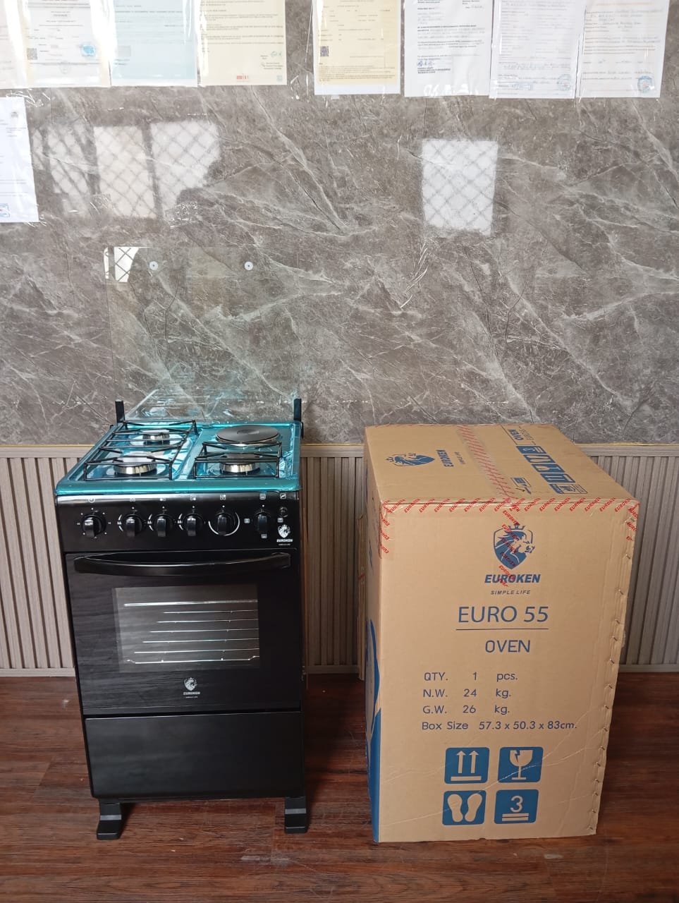 50×55 Euroken 3+1 standing cooker with electric oven cooker