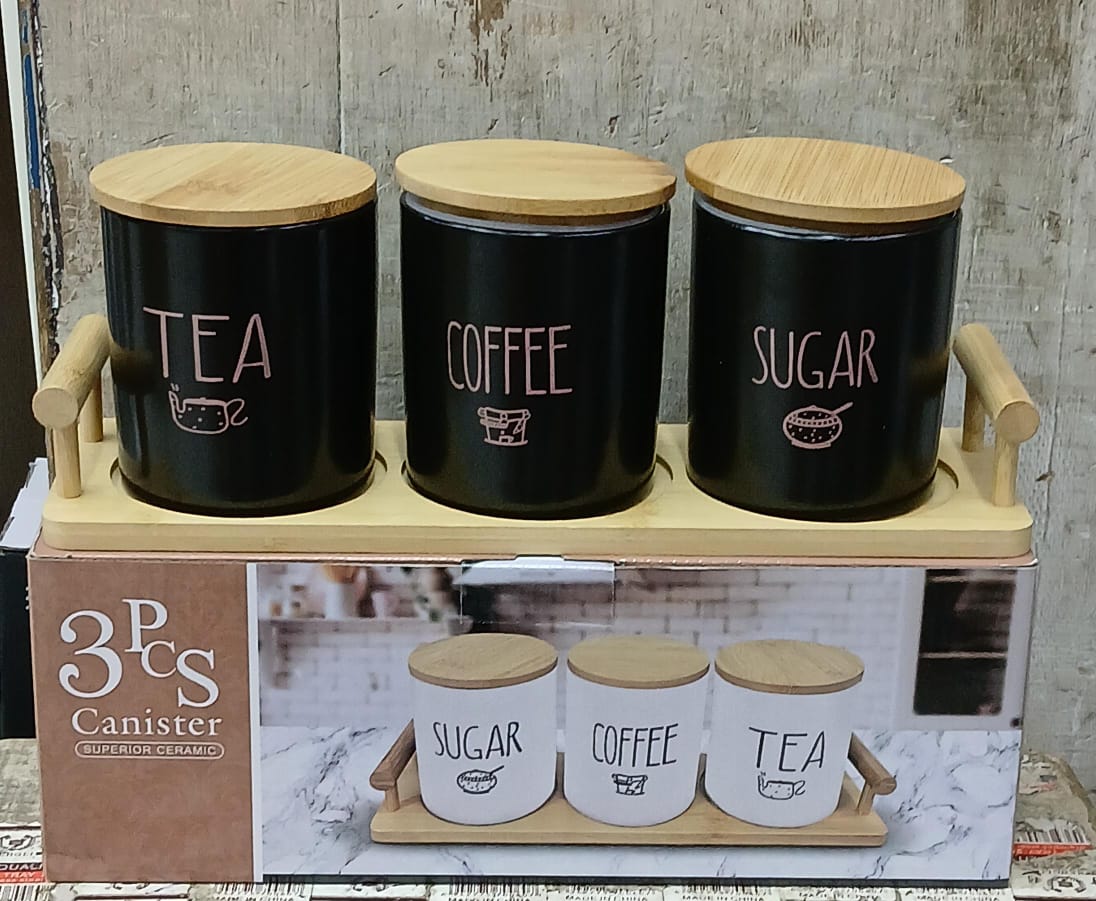 Tea/coffee/sugar canister set