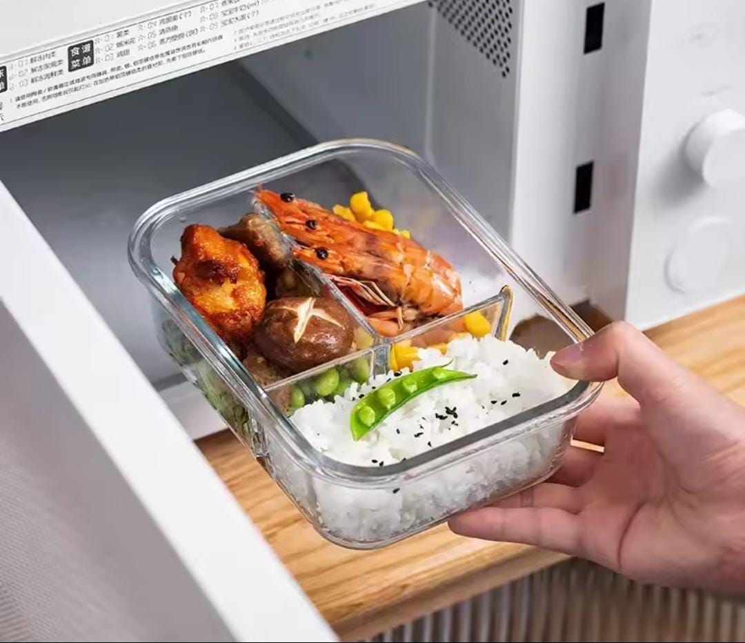 High borosilicate Glass food containers  1050ml - Double/Triple partitioned