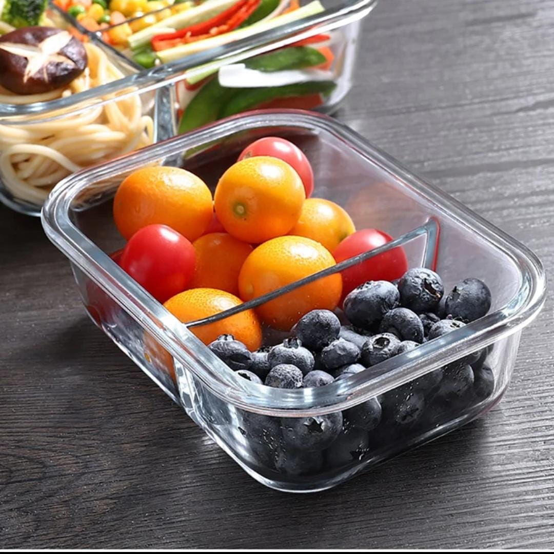 High borosilicate Glass food containers  1050ml - Double/Triple partitioned