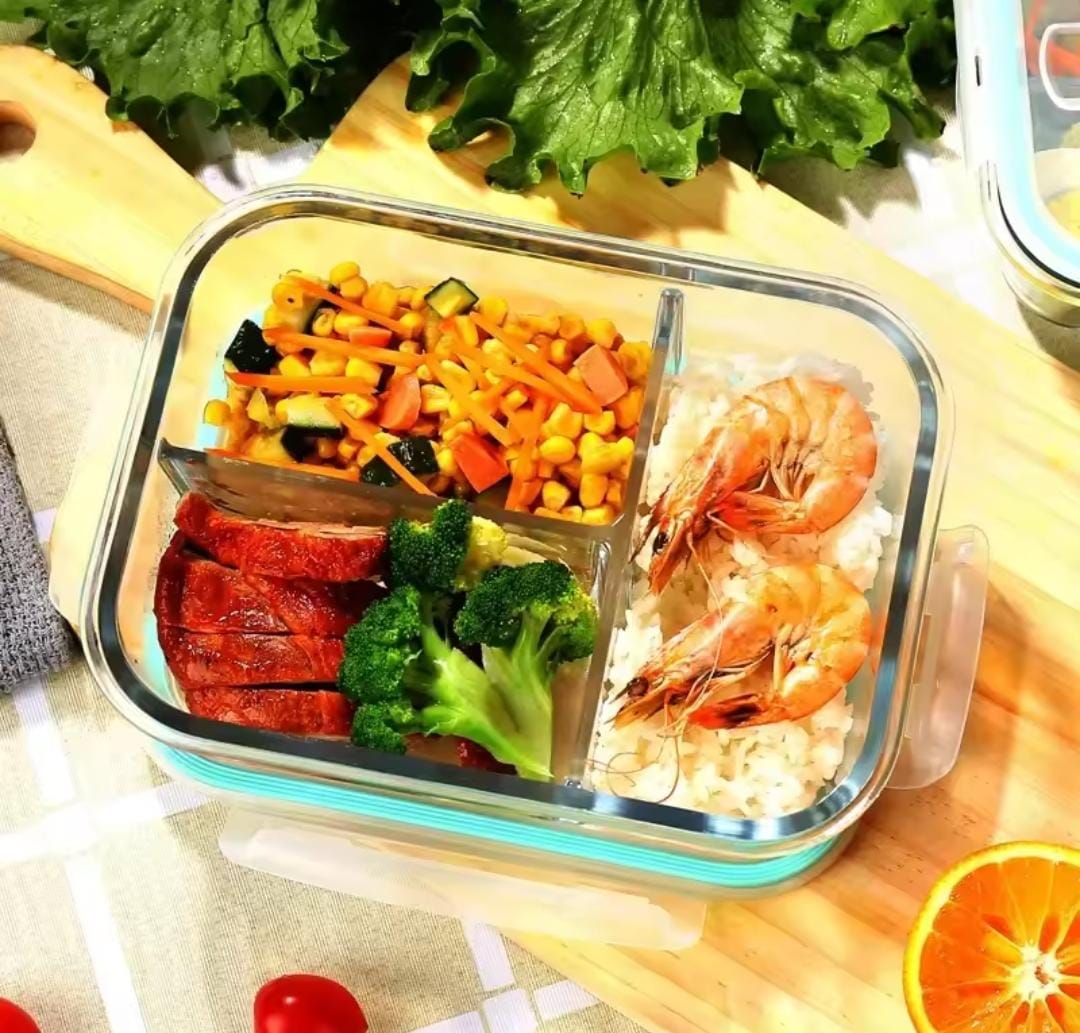 High borosilicate Glass food containers  1050ml - Double/Triple partitioned
