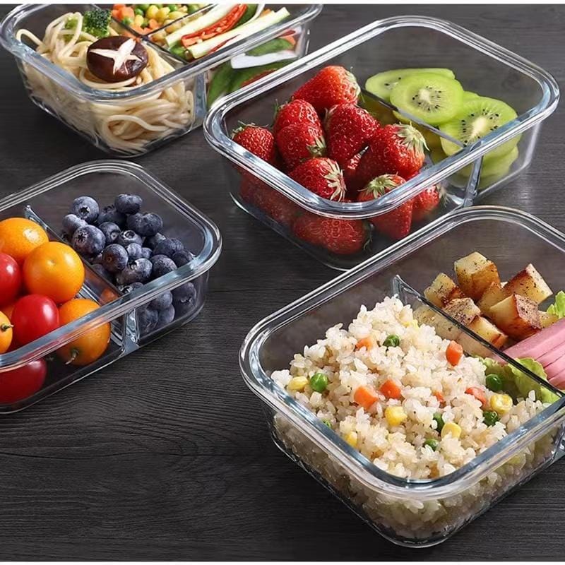 High borosilicate Glass food containers  1050ml - Double/Triple partitioned