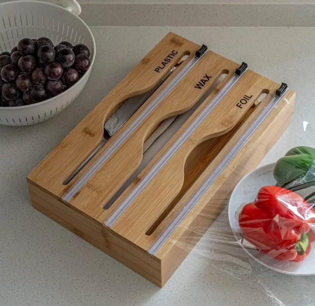 Bamboo wrap/foil dispenser with cutter 3 layer