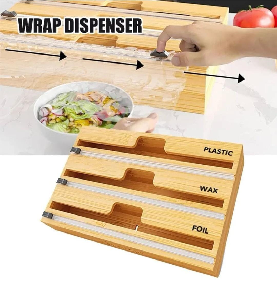 Bamboo wrap/foil dispenser with cutter 3 layer