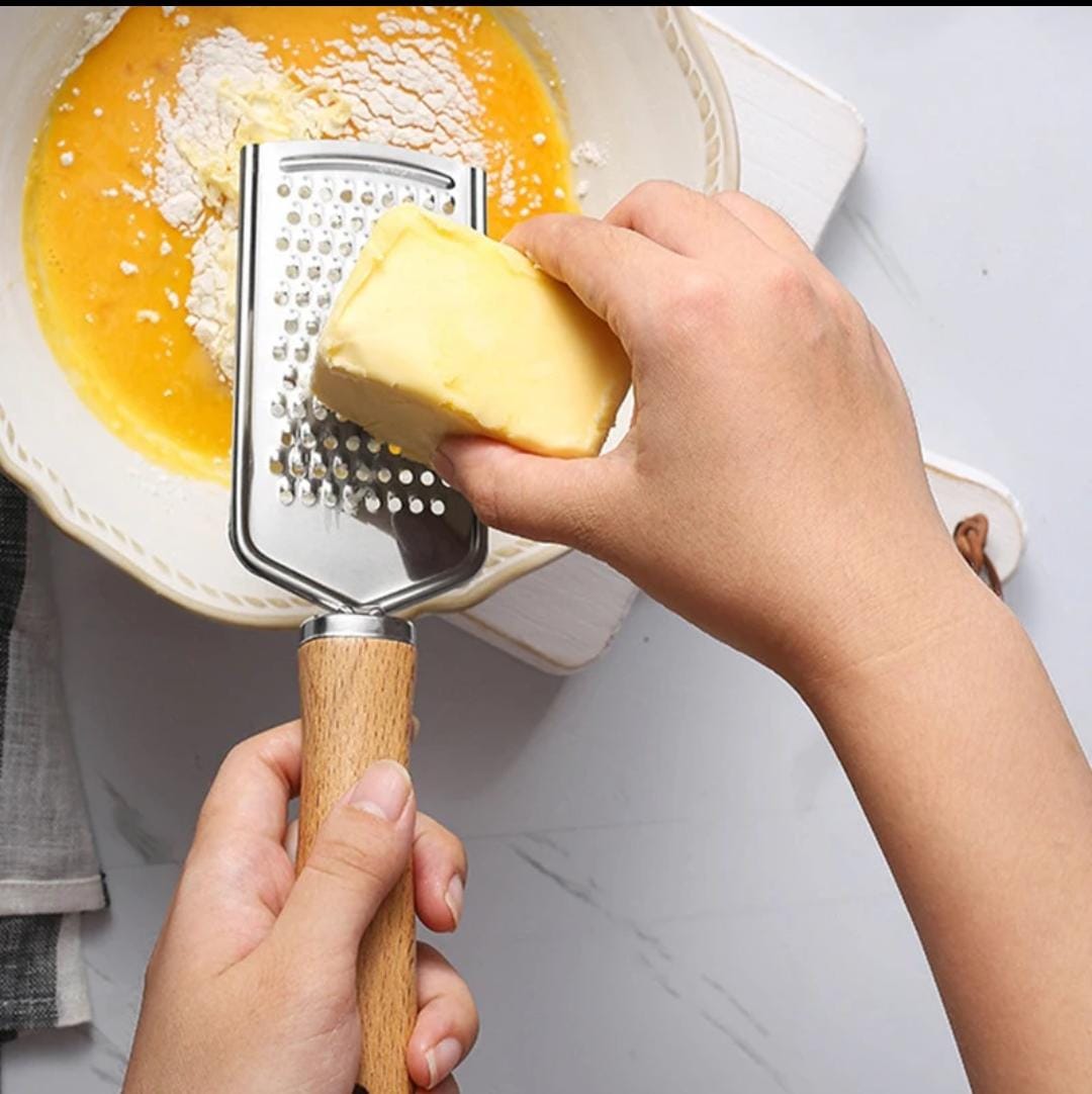 Stainless steel multipurpose grater  With wooden handle