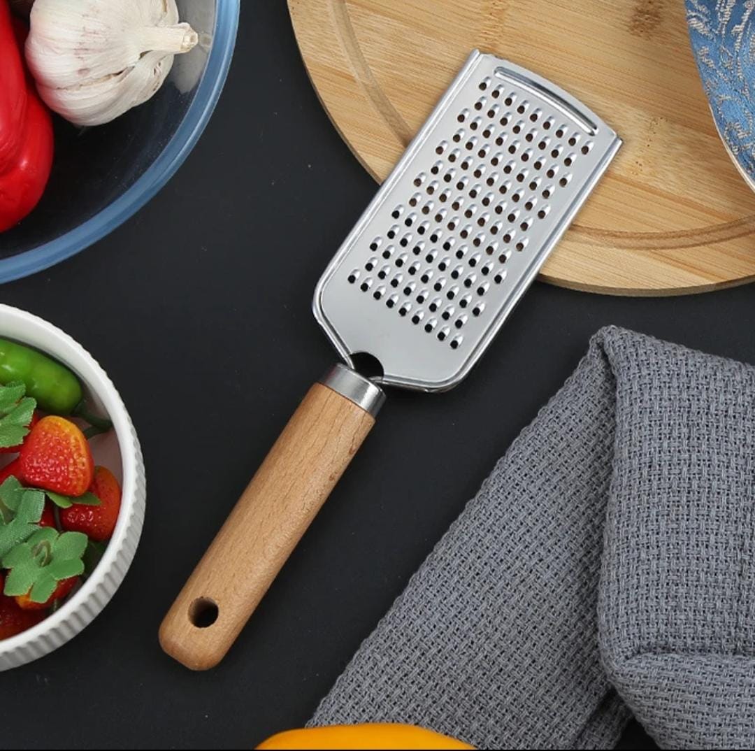 Stainless steel multipurpose grater  With wooden handle