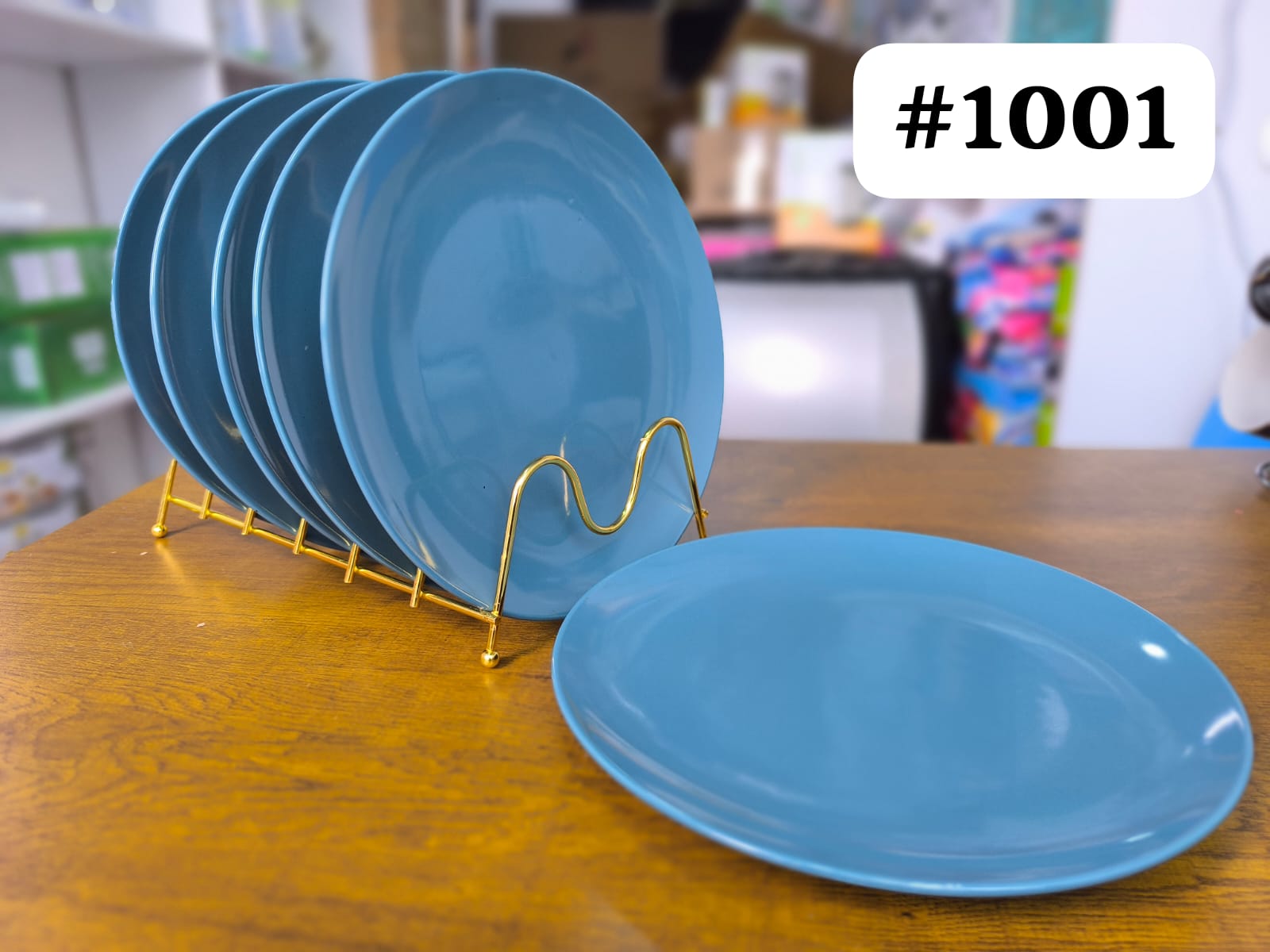 Blue ceramic dinner plates
