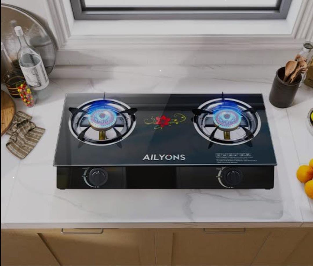 AILYONS Two Burner Glass table top