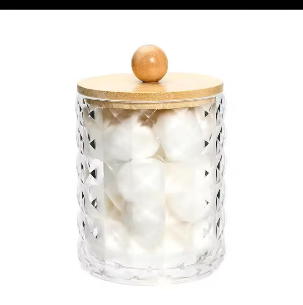 Diamond shape acrylic earbud/Multipurpose organizer with bamboo lid