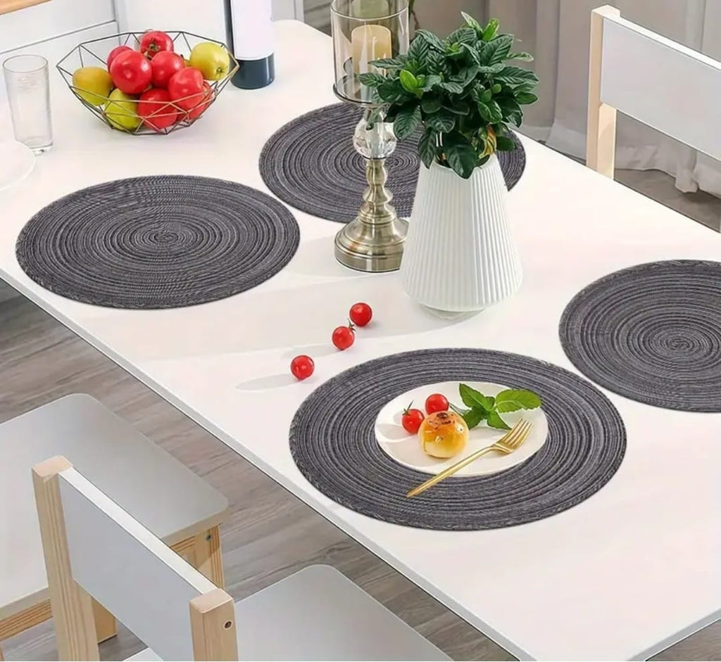 Elegant Round Woven Placemats - 6pcs set