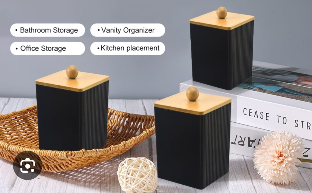 Black Multifunction Makeup Cotton Pad Storage Box