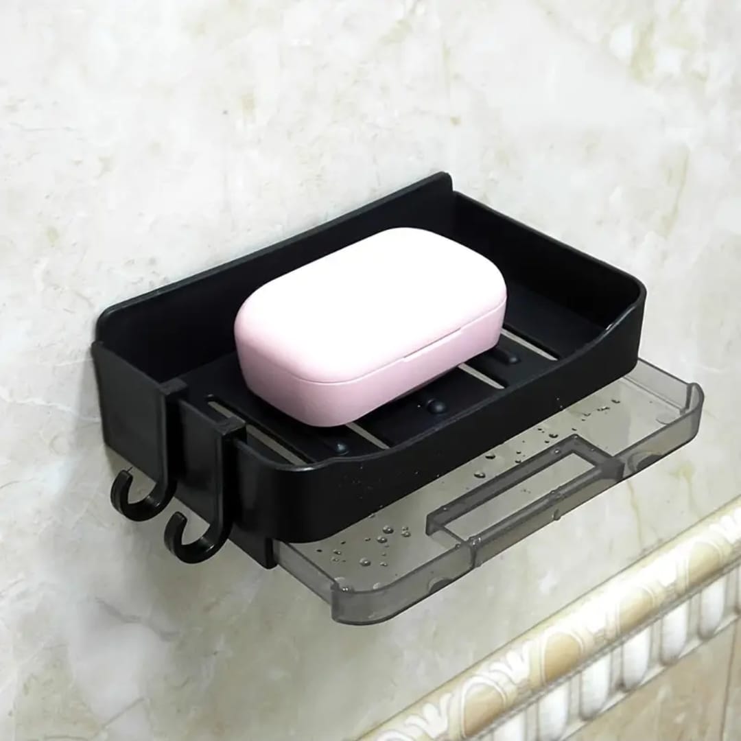 Soap dish with drain tray +2 hooks&nbsp;