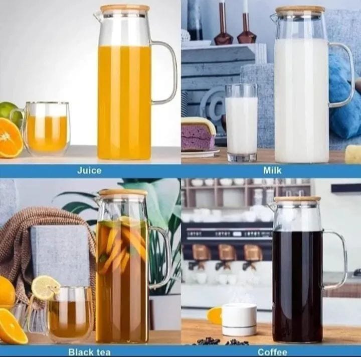 Glass jug with bamboo lid