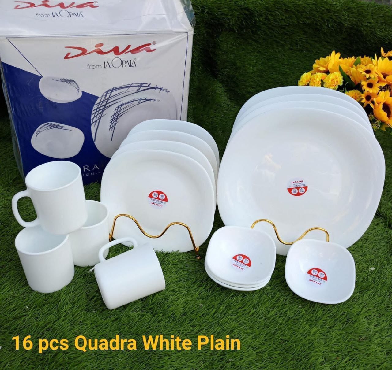 16 pcs Glass Quadra Dinner set