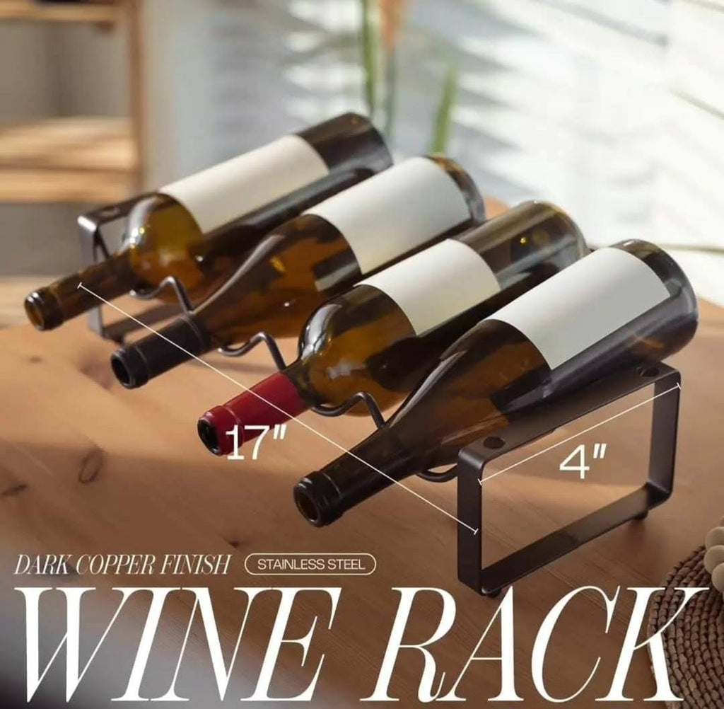 Metallic carbon wine holder.