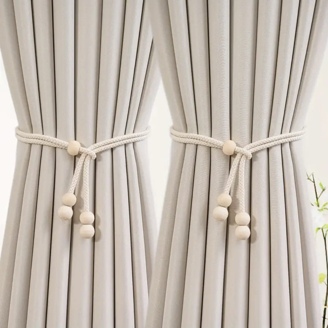 2pcs Wooden Beaded Curtain Tiebacks