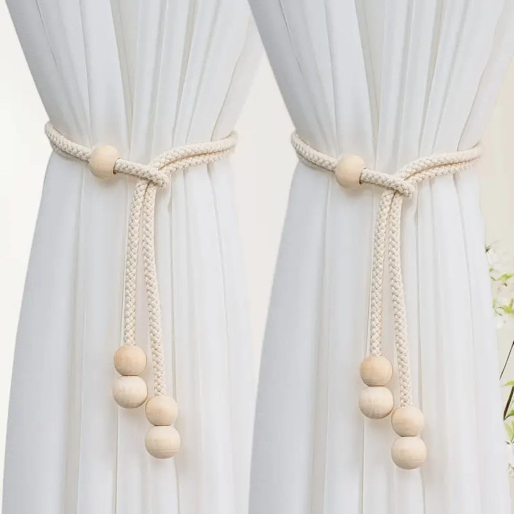 2pcs Wooden Beaded Curtain Tiebacks