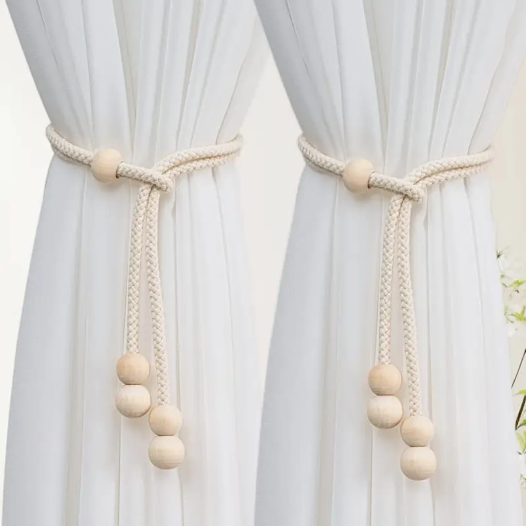 2pcs Wooden Beaded Curtain Tiebacks