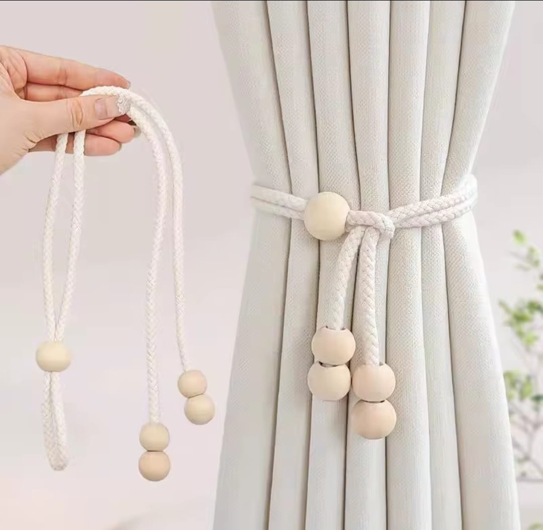 2pcs Wooden Beaded Curtain Tiebacks
