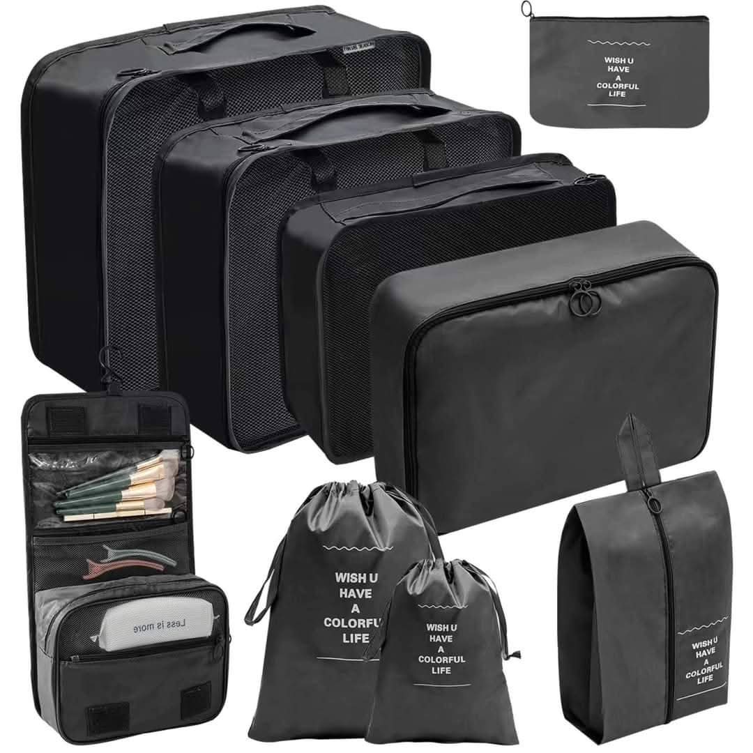 9pcs Luggage Travel Organizers /packing tubes For Suitcase