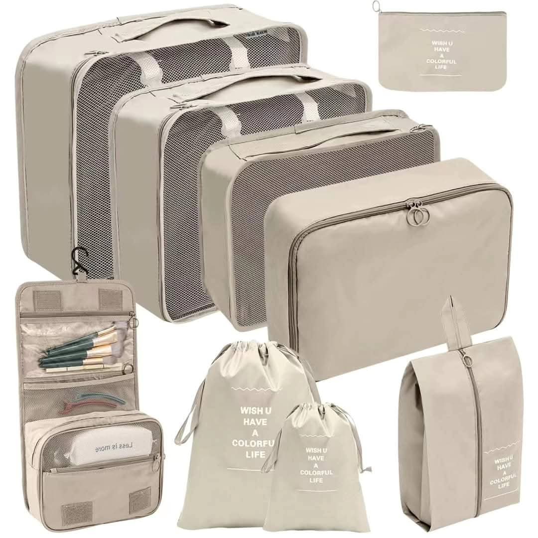 9pcs Luggage Travel Organizers /packing tubes For Suitcase