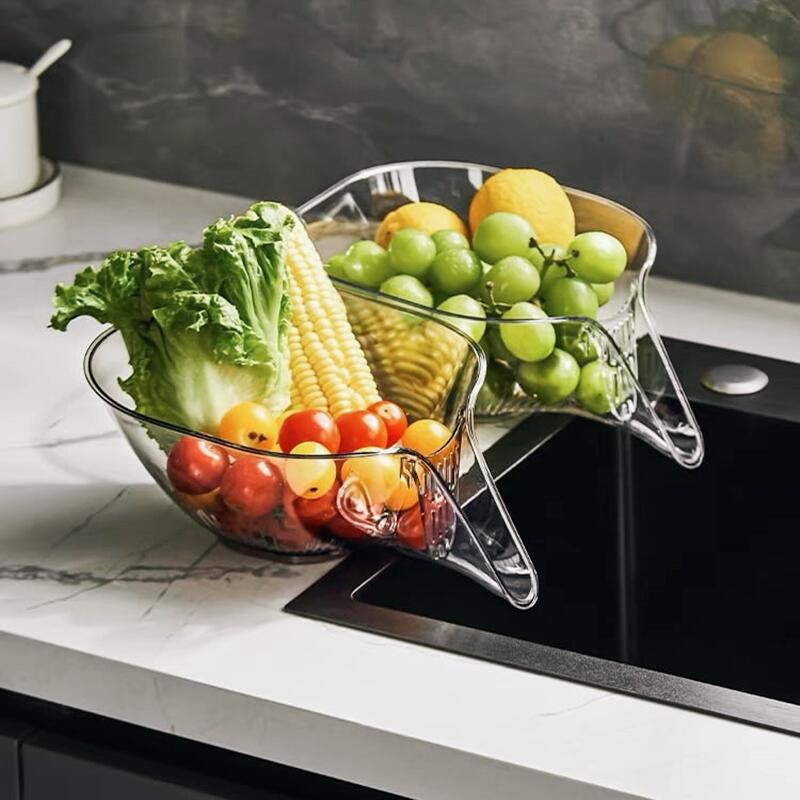 New Multifunctional Drain Basket Drain Bowl Household Sink Vegetable Basin Kitchen Rice Washing gadget Colander Fruit Plate