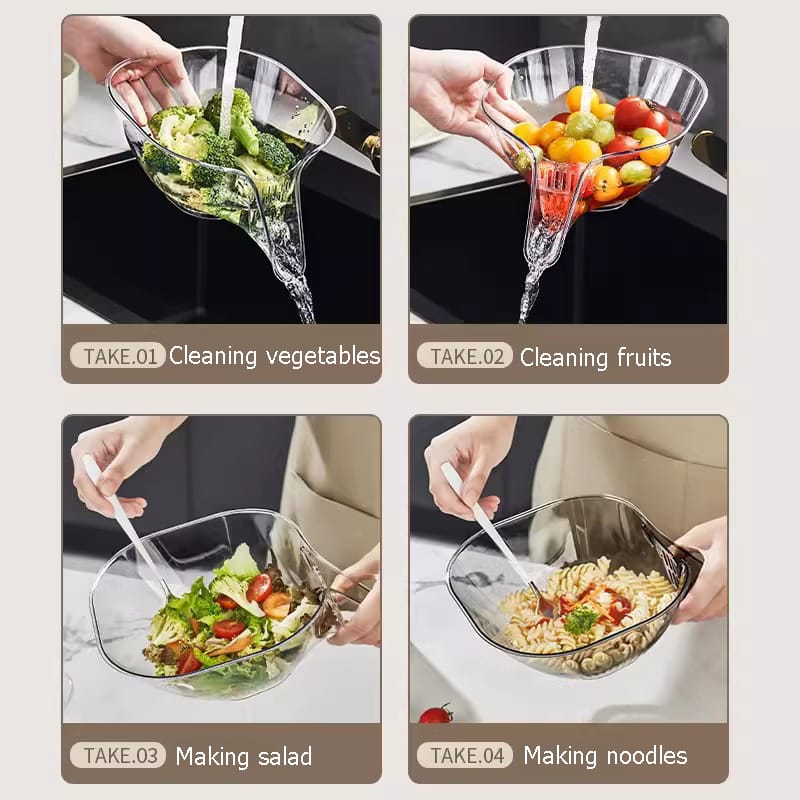 New Multifunctional Drain Basket Drain Bowl Household Sink Vegetable Basin Kitchen Rice Washing gadget Colander Fruit Plate