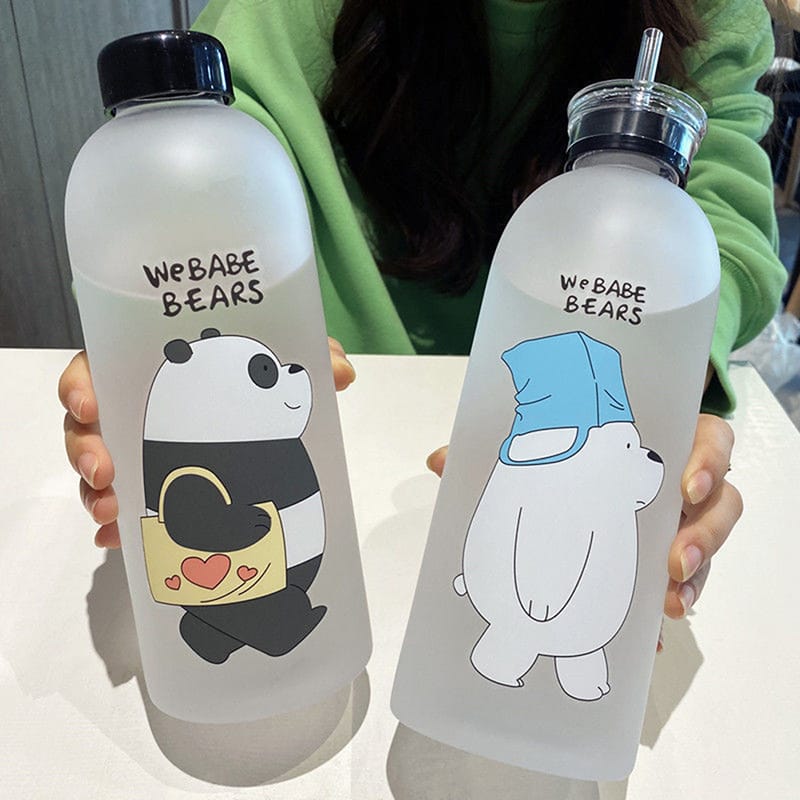 1000ml frosted  water bottle with two caps