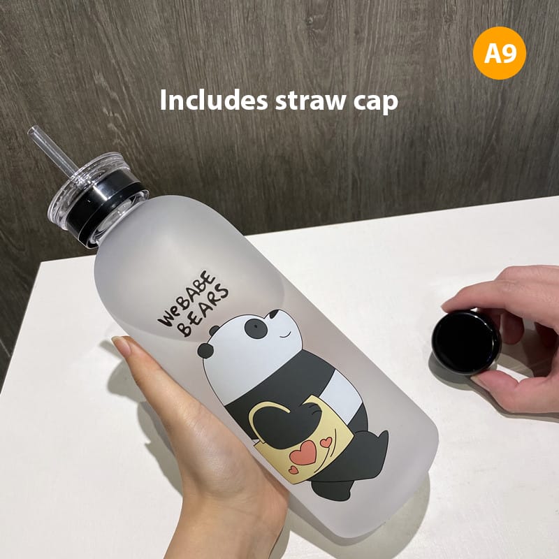 1000ml frosted  water bottle with two caps