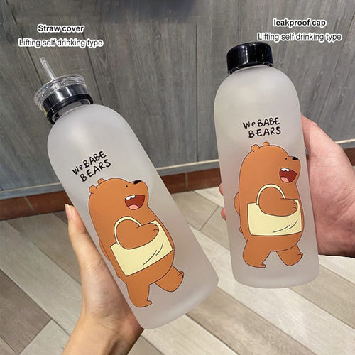1000ml frosted  water bottle with two caps