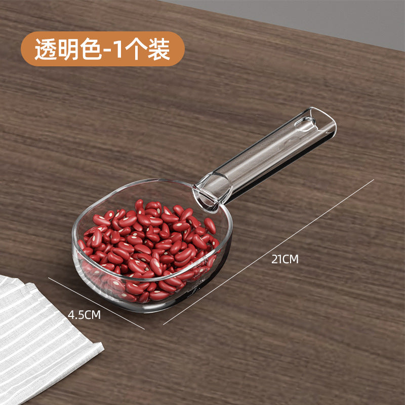 Acrylic  scoop with a long handle and clearly marked measurements