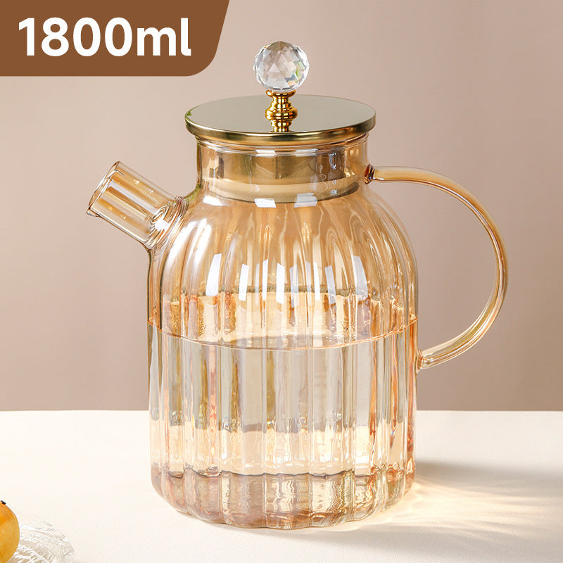 Amber pumpkin stripped Teapot