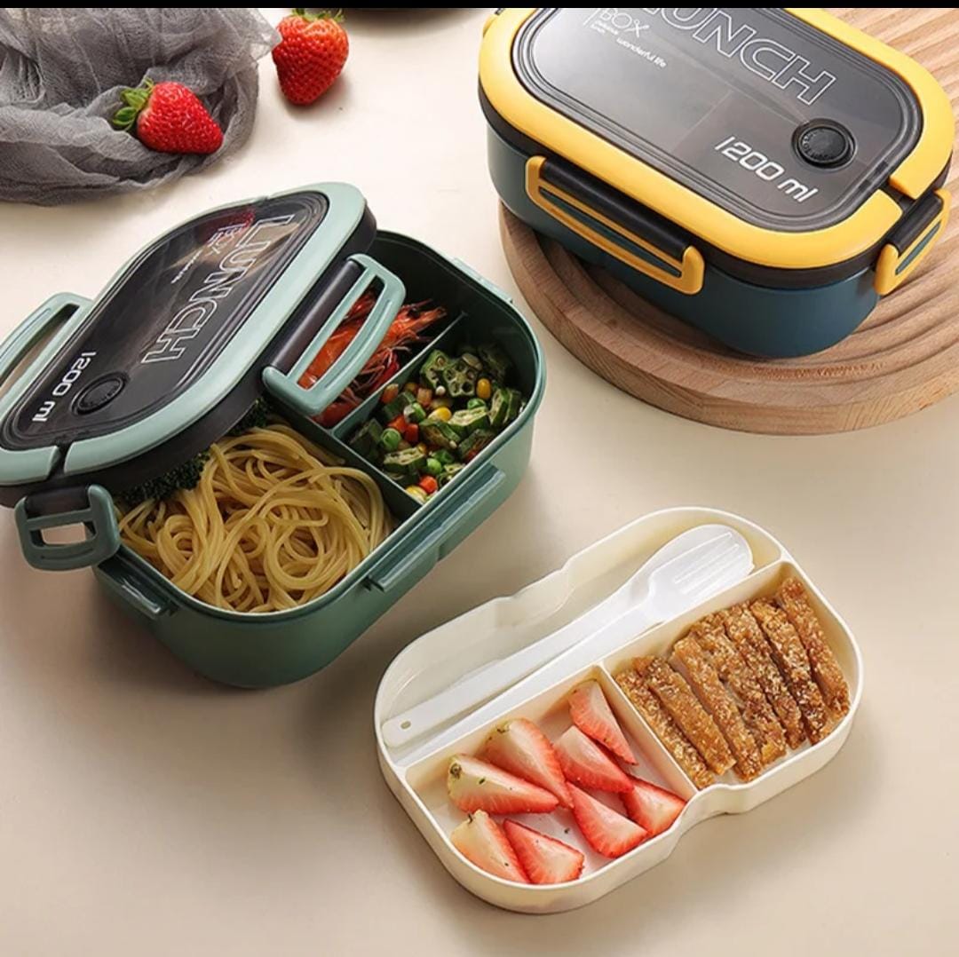 Large capacity 1200ml insulated microwavable plastic lunchbox