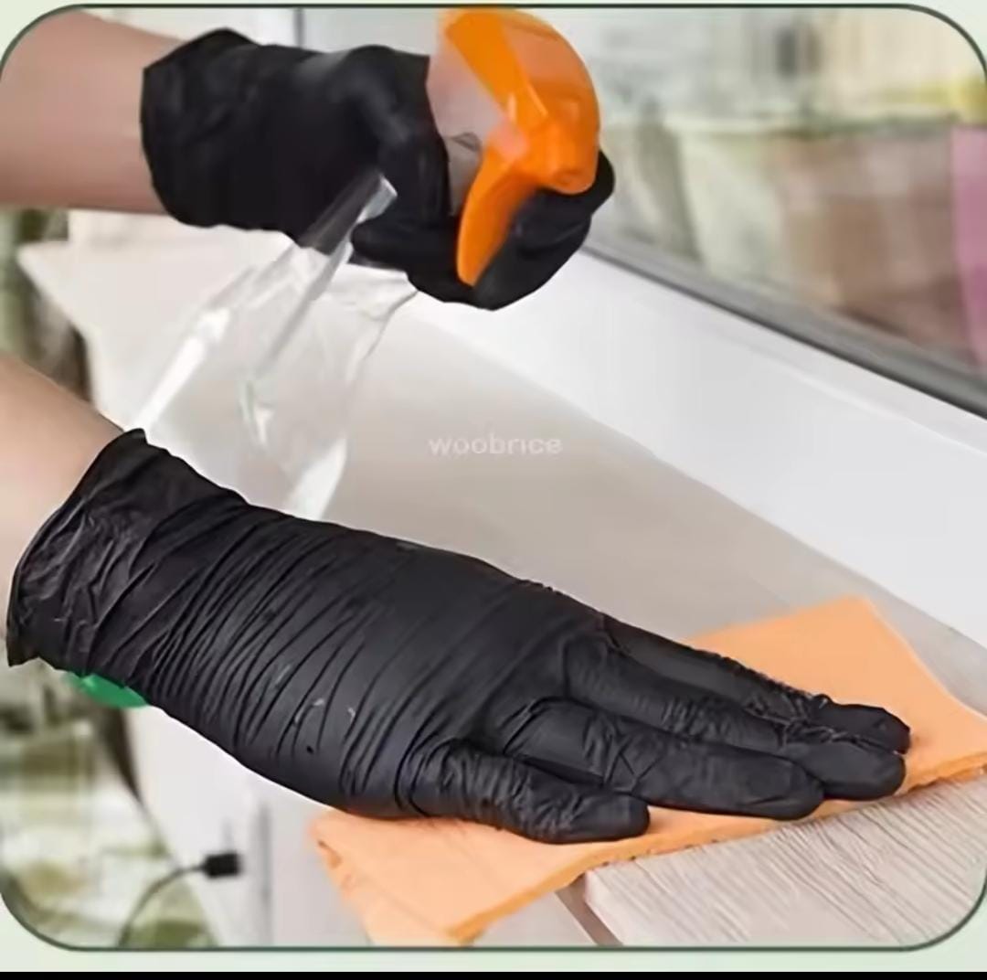 Food grade disposable black kitchen gloves 100pcs