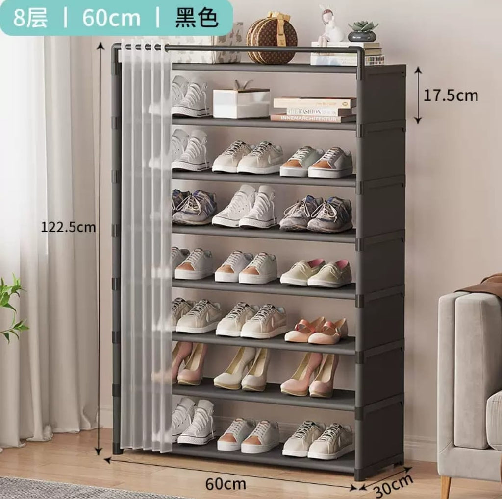 8- layer shoe rack organizer with fabric dustproof cover