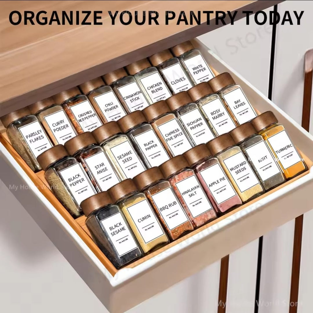 29pcs SET GLASS STORAGE SPICE  JARS WITH BAMBOO LID