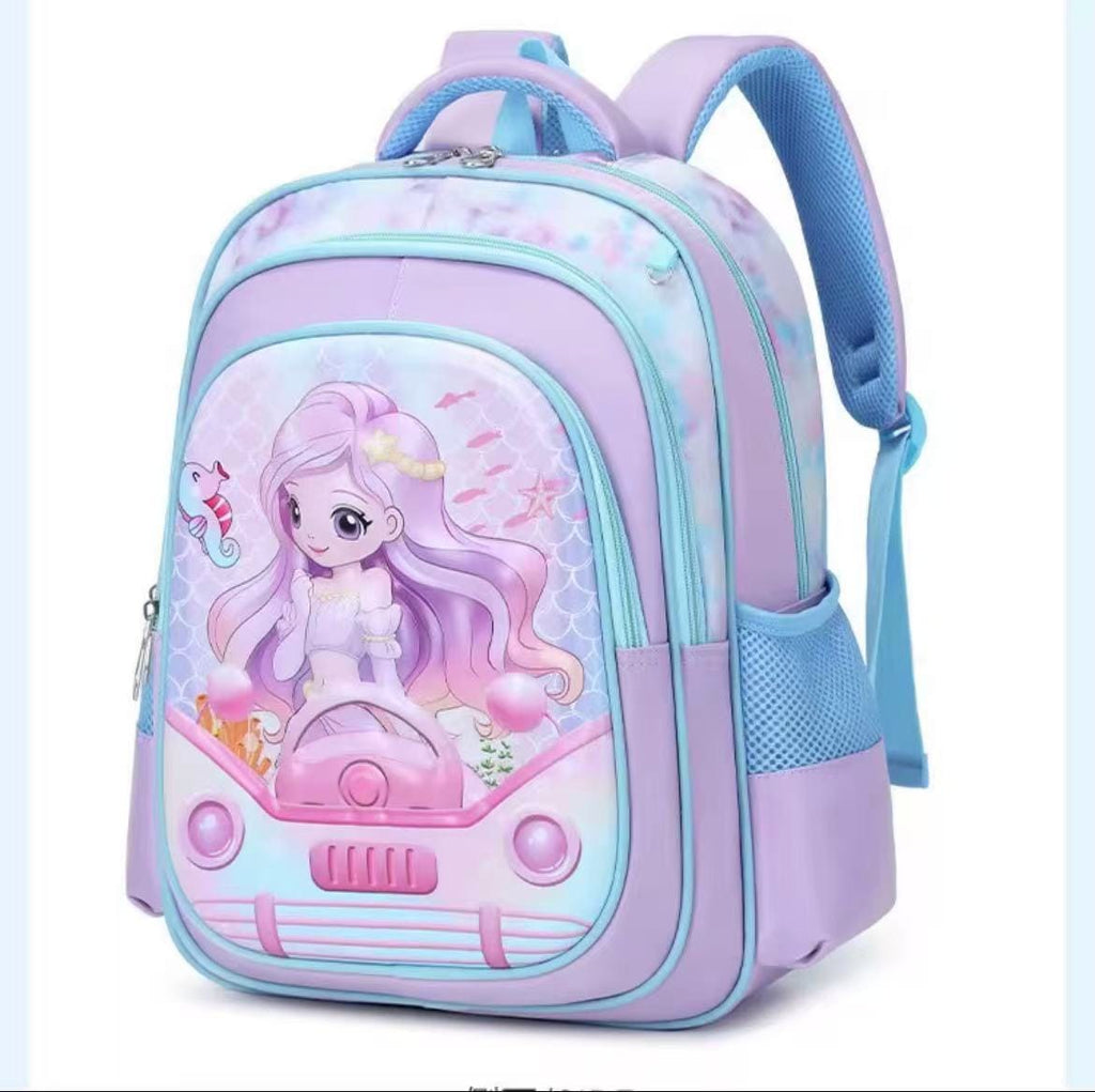 High-Capacity 3D Cartoon Two-Piece School Backpack Set