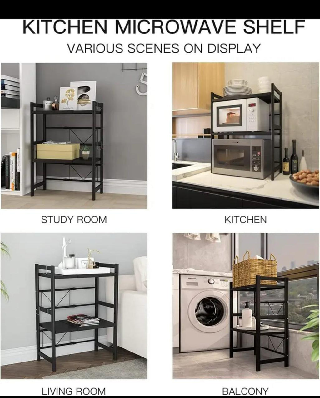 Double layer Heavy-duty Adjustable Microwave Stand